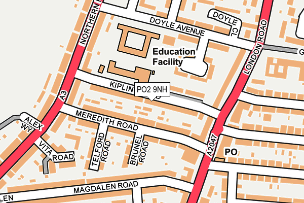 PO2 9NH map - OS OpenMap – Local (Ordnance Survey)