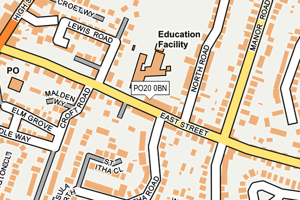 PO20 0BN map - OS OpenMap – Local (Ordnance Survey) PO20 0BN map - OS OpenMap – Local (Ordnance Survey)