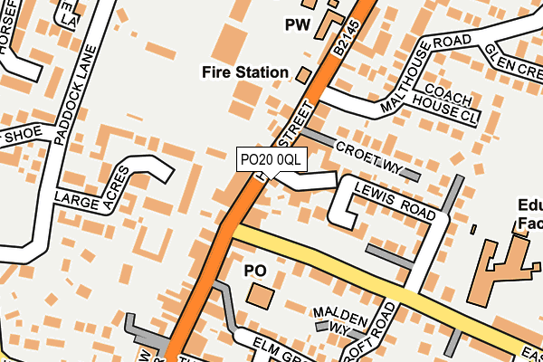 PO20 0QL map - OS OpenMap – Local (Ordnance Survey) PO20 0QL map - OS OpenMap – Local (Ordnance Survey)