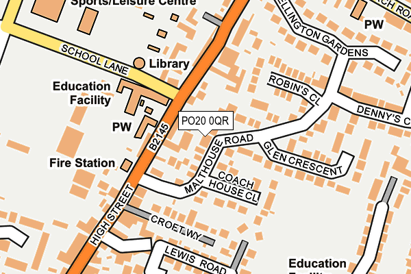 PO20 0QR map - OS OpenMap – Local (Ordnance Survey) PO20 0QR map - OS OpenMap – Local (Ordnance Survey)