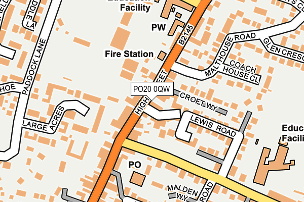 PO20 0QW map - OS OpenMap – Local (Ordnance Survey) PO20 0QW map - OS OpenMap – Local (Ordnance Survey)