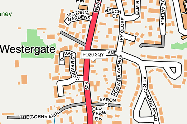 PO20 3QY map - OS OpenMap – Local (Ordnance Survey) PO20 3QY map - OS OpenMap – Local (Ordnance Survey)