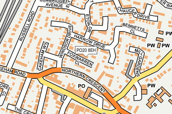 PO20 8EH map - OS OpenMap – Local (Ordnance Survey) PO20 8EH map - OS OpenMap – Local (Ordnance Survey)