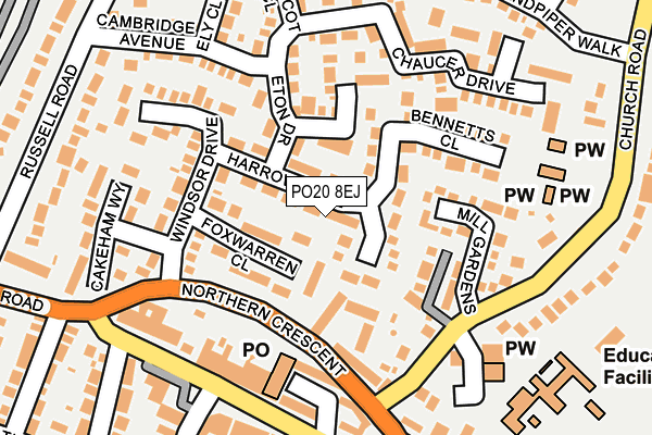 PO20 8EJ map - OS OpenMap – Local (Ordnance Survey) PO20 8EJ map - OS OpenMap – Local (Ordnance Survey)