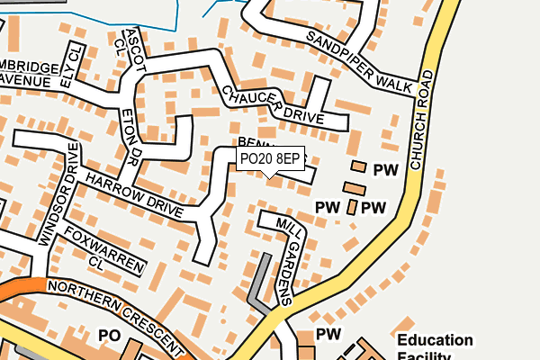 PO20 8EP map - OS OpenMap – Local (Ordnance Survey) PO20 8EP map - OS OpenMap – Local (Ordnance Survey)