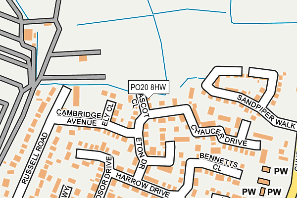PO20 8HW map - OS OpenMap – Local (Ordnance Survey) PO20 8HW map - OS OpenMap – Local (Ordnance Survey)