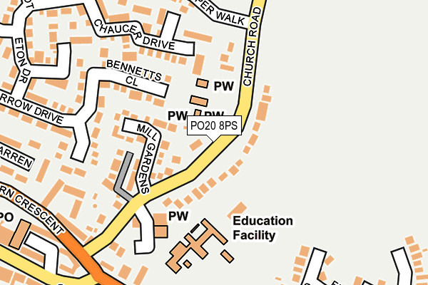 PO20 8PS map - OS OpenMap – Local (Ordnance Survey) PO20 8PS map - OS OpenMap – Local (Ordnance Survey)