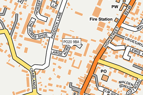 PO20 9BA map - OS OpenMap – Local (Ordnance Survey) PO20 9BA map - OS OpenMap – Local (Ordnance Survey)