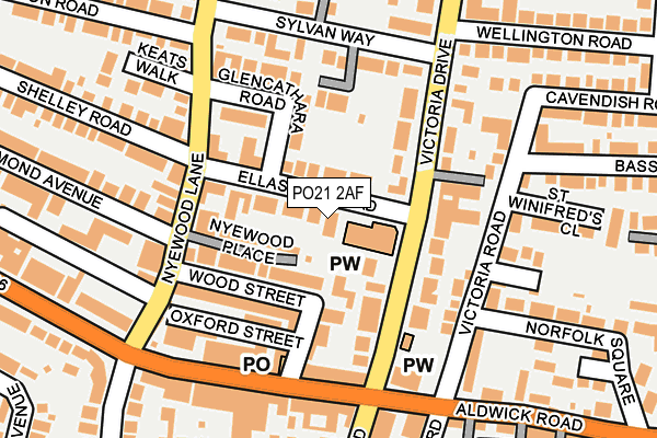 PO21 2AF map - OS OpenMap – Local (Ordnance Survey) PO21 2AF map - OS OpenMap – Local (Ordnance Survey)