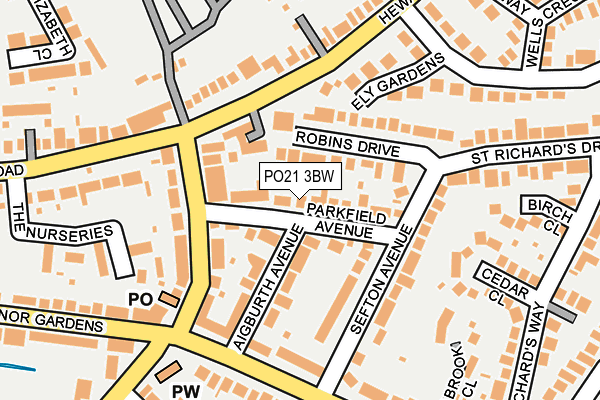 PO21 3BW map - OS OpenMap – Local (Ordnance Survey) PO21 3BW map - OS OpenMap – Local (Ordnance Survey)