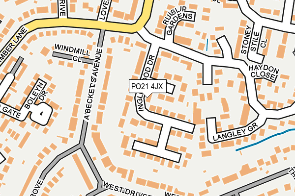 PO21 4JX map - OS OpenMap – Local (Ordnance Survey) PO21 4JX map - OS OpenMap – Local (Ordnance Survey)