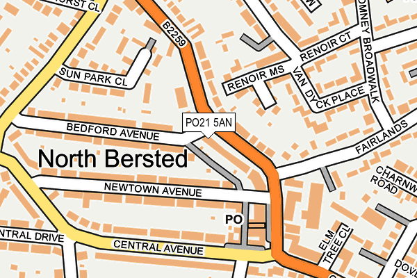 PO21 5AN map - OS OpenMap – Local (Ordnance Survey)