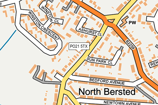 PO21 5TX map - OS OpenMap – Local (Ordnance Survey) PO21 5TX map - OS OpenMap – Local (Ordnance Survey)