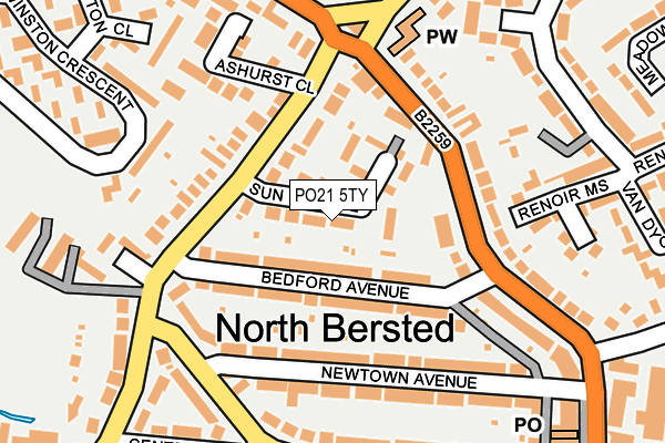 PO21 5TY map - OS OpenMap – Local (Ordnance Survey) PO21 5TY map - OS OpenMap – Local (Ordnance Survey)