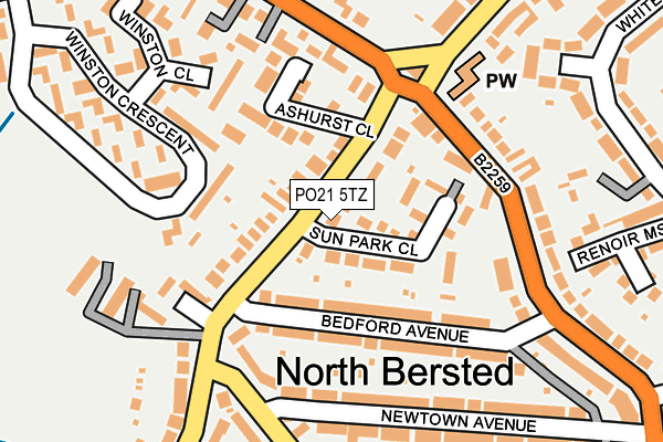 PO21 5TZ map - OS OpenMap – Local (Ordnance Survey) PO21 5TZ map - OS OpenMap – Local (Ordnance Survey)