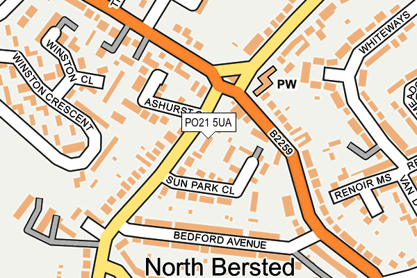 PO21 5UA map - OS OpenMap – Local (Ordnance Survey)