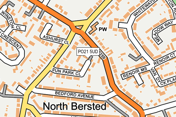 PO21 5UD map - OS OpenMap – Local (Ordnance Survey) PO21 5UD map - OS OpenMap – Local (Ordnance Survey)