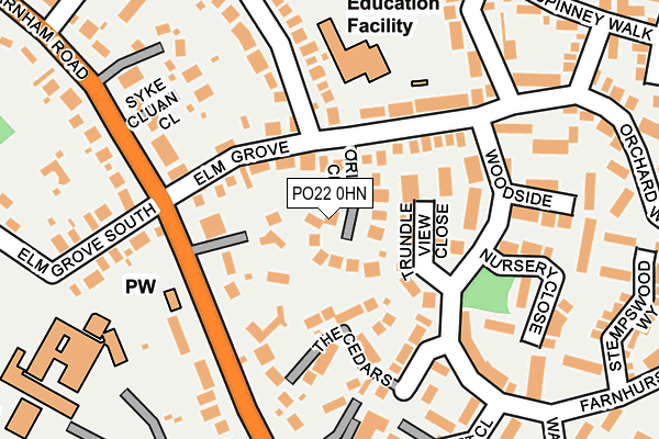 PO22 0HN map - OS OpenMap – Local (Ordnance Survey) PO22 0HN map - OS OpenMap – Local (Ordnance Survey)