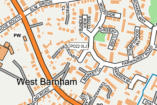 PO22 0LJ map - OS OpenMap – Local (Ordnance Survey)