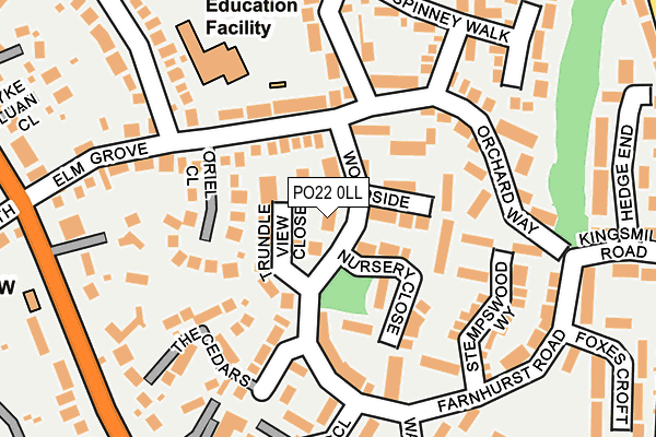 PO22 0LL map - OS OpenMap – Local (Ordnance Survey) PO22 0LL map - OS OpenMap – Local (Ordnance Survey)