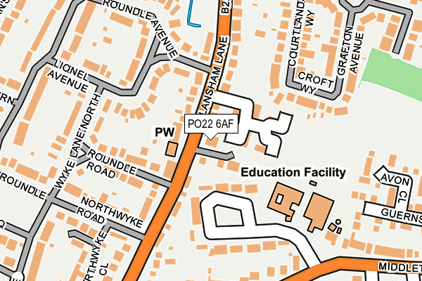PO22 6AF map - OS OpenMap – Local (Ordnance Survey) PO22 6AF map - OS OpenMap – Local (Ordnance Survey)