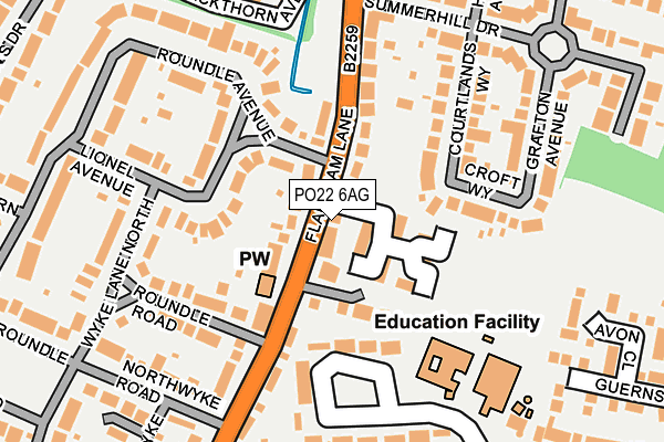 PO22 6AG map - OS OpenMap – Local (Ordnance Survey) PO22 6AG map - OS OpenMap – Local (Ordnance Survey)