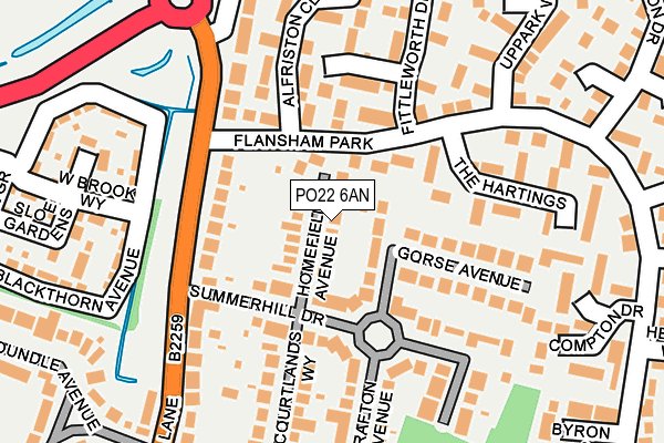 PO22 6AN map - OS OpenMap – Local (Ordnance Survey) PO22 6AN map - OS OpenMap – Local (Ordnance Survey)
