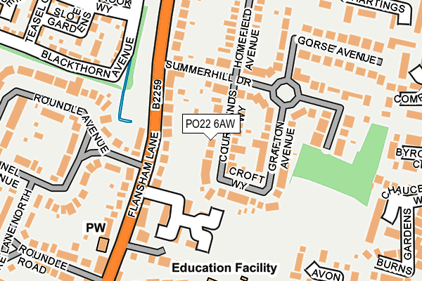PO22 6AW map - OS OpenMap – Local (Ordnance Survey) PO22 6AW map - OS OpenMap – Local (Ordnance Survey)