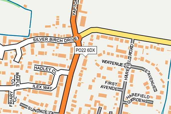 PO22 6DX map - OS OpenMap – Local (Ordnance Survey)