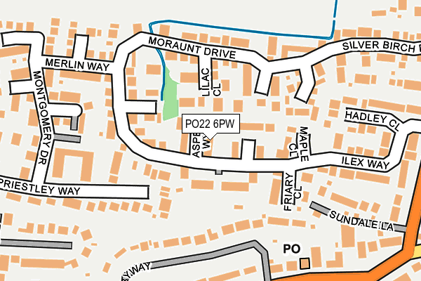 PO22 6PW map - OS OpenMap – Local (Ordnance Survey) PO22 6PW map - OS OpenMap – Local (Ordnance Survey)
