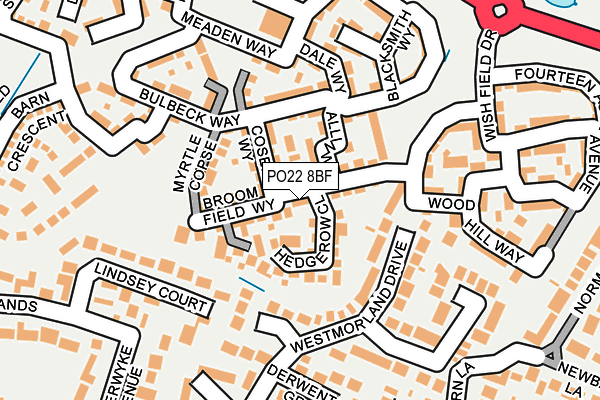 PO22 8BF map - OS OpenMap – Local (Ordnance Survey) PO22 8BF map - OS OpenMap – Local (Ordnance Survey)