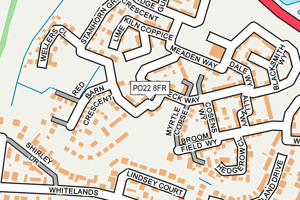 PO22 8FR map - OS OpenMap – Local (Ordnance Survey) PO22 8FR map - OS OpenMap – Local (Ordnance Survey)