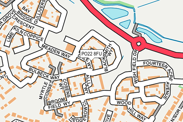 PO22 8FU map - OS OpenMap – Local (Ordnance Survey) PO22 8FU map - OS OpenMap – Local (Ordnance Survey)