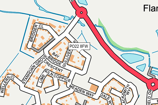 PO22 8FW map - OS OpenMap – Local (Ordnance Survey) PO22 8FW map - OS OpenMap – Local (Ordnance Survey)