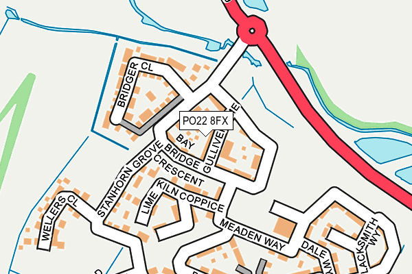 PO22 8FX map - OS OpenMap – Local (Ordnance Survey) PO22 8FX map - OS OpenMap – Local (Ordnance Survey)