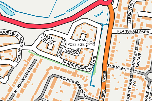 PO22 8GE map - OS OpenMap – Local (Ordnance Survey) PO22 8GE map - OS OpenMap – Local (Ordnance Survey)