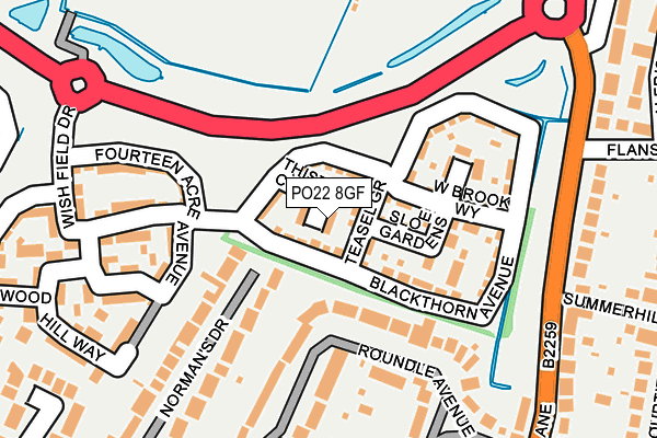 PO22 8GF map - OS OpenMap – Local (Ordnance Survey) PO22 8GF map - OS OpenMap – Local (Ordnance Survey)
