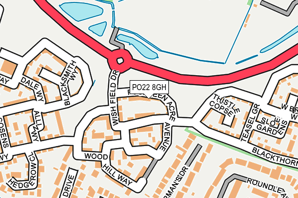 PO22 8GH map - OS OpenMap – Local (Ordnance Survey) PO22 8GH map - OS OpenMap – Local (Ordnance Survey)