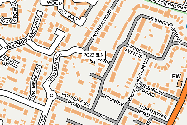 PO22 8LN map - OS OpenMap – Local (Ordnance Survey) PO22 8LN map - OS OpenMap – Local (Ordnance Survey)
