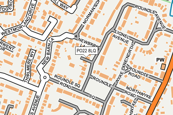 PO22 8LQ map - OS OpenMap – Local (Ordnance Survey) PO22 8LQ map - OS OpenMap – Local (Ordnance Survey)
