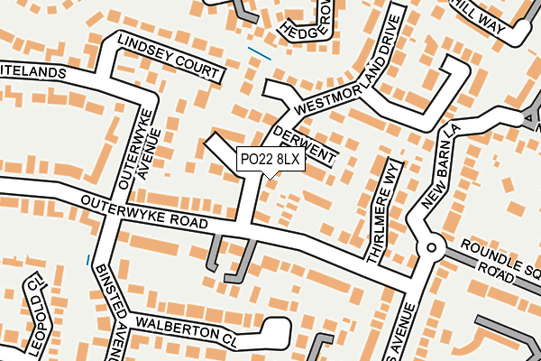PO22 8LX map - OS OpenMap – Local (Ordnance Survey) PO22 8LX map - OS OpenMap – Local (Ordnance Survey)
