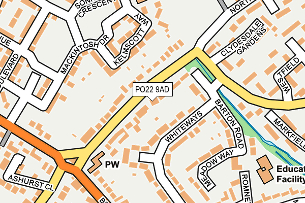 PO22 9AD map - OS OpenMap – Local (Ordnance Survey) PO22 9AD map - OS OpenMap – Local (Ordnance Survey)