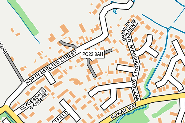 PO22 9AH map - OS OpenMap – Local (Ordnance Survey) PO22 9AH map - OS OpenMap – Local (Ordnance Survey)