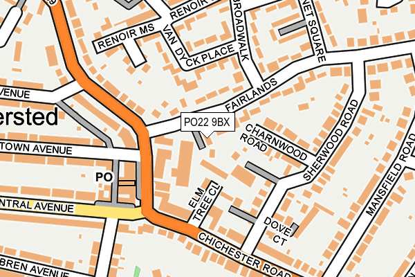 PO22 9BX map - OS OpenMap – Local (Ordnance Survey) PO22 9BX map - OS OpenMap – Local (Ordnance Survey)