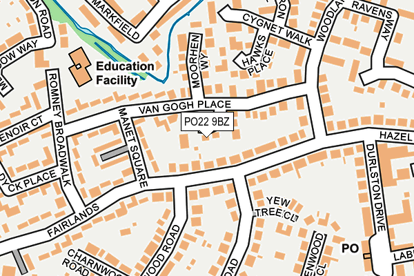 PO22 9BZ map - OS OpenMap – Local (Ordnance Survey) PO22 9BZ map - OS OpenMap – Local (Ordnance Survey)