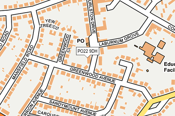 PO22 9DH map - OS OpenMap – Local (Ordnance Survey) PO22 9DH map - OS OpenMap – Local (Ordnance Survey)