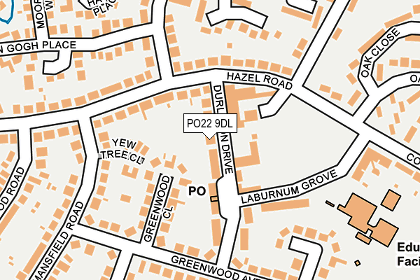 PO22 9DL map - OS OpenMap – Local (Ordnance Survey) PO22 9DL map - OS OpenMap – Local (Ordnance Survey)