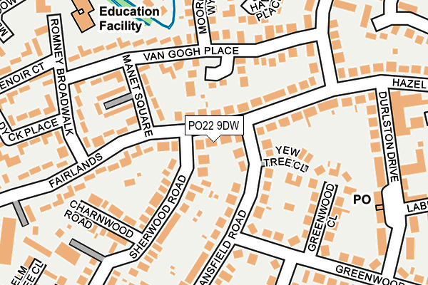 PO22 9DW map - OS OpenMap – Local (Ordnance Survey) PO22 9DW map - OS OpenMap – Local (Ordnance Survey)