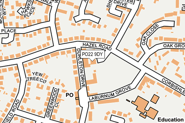 PO22 9DY map - OS OpenMap – Local (Ordnance Survey) PO22 9DY map - OS OpenMap – Local (Ordnance Survey)