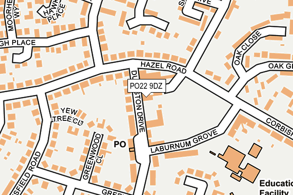 PO22 9DZ map - OS OpenMap – Local (Ordnance Survey) PO22 9DZ map - OS OpenMap – Local (Ordnance Survey)